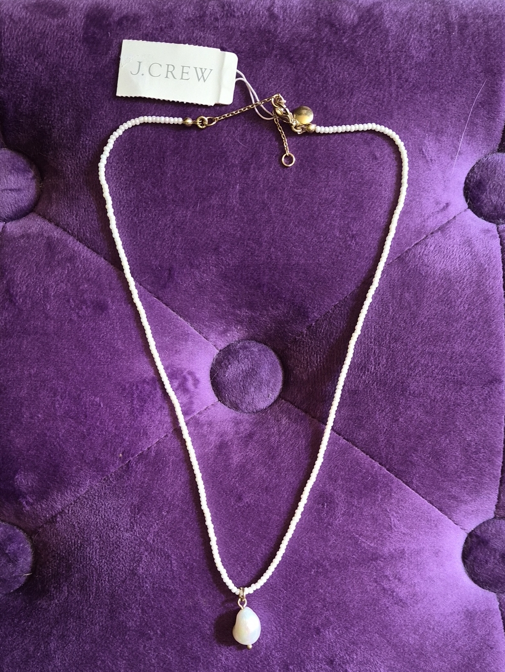 J. Crew Cream Beaded Necklace with Pearl Drop